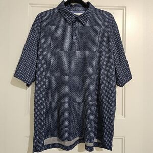 Johnston & Murphy XC4 Performance Polo Navy/Light Blue Geometric Pattern Sz XXL